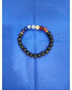 BLACK TOURMALINE BRACELET WITH 7 CHAKRA - For Inhance your ability to work through difficult times (10 mm) (20 Gram)