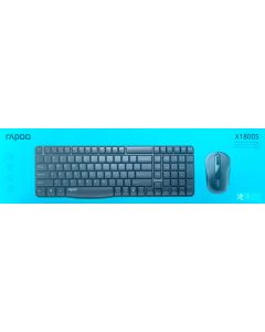 Rapoo X1800S Wireless Keyboard & Mouse Combo Optical 2.4G 108 Keys 1000 Dpi 10M Transmision Fn Keys (Black)