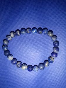 BLUE LAPIZ BRACELET for encourage self - awareness, self - confidence & Clears the Throat and Thyroid  ( 10 mm ) ( 20 Gram ) 