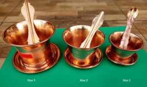 Copper Pancha Patra Combo Set- Panchapatra with plate and spoon  (Combo pack of size 1,2,3)