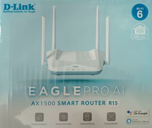 D-Link R15 AX1500 Eagle PRO AI Dual-Band Smart Router, Wi-Fi 6, 4 Gigabit Ports, 4 External Antennae, Voice Control, Parental Control (1500 megabits per Second)