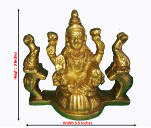 Gaja Maha Lakshmi /Gaja Dhan Lakshmi /Maha Lakshmi Brass with Elephants for Success (W3.5xH3 inch)