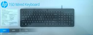 HP 150 Wired USB Keyboard, Quick, Comfy and Ergonomically Design, 12Fn Shortcut Keys, Plug and Play USB Connection and LED Indicator