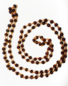 Lal Chandan Mala/Red Sandalwood Rosary Gold Polished Copper Caps