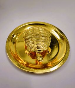 Metal Brass Turtle on Plate Feng Shui Vastu Tortoise