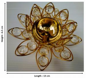 Lotus Crystal Brass Diya Jyothi Oil Deepam Brass for Puja Home Decor, Pooja Diya