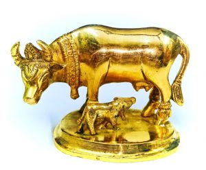 Cow And Calf Brass Medium Size Plain Design