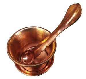 Copper Pancha Patra with plate and spoon (Size 1)