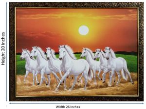 Seven Horse Vastu photo Frame (W26xH20 inch)
