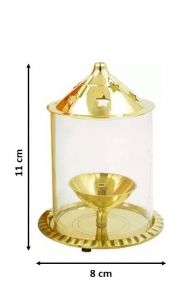 Round Glass Decorative Brass Lamp (Height: 4.5 inch)