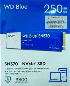 Western Digital WD Blue SN570 NVMe SSD 250GB, Upto 3300MB/s, with Free 1 Month Adobe Creative Cloud Subscription, 5 Y Warranty, PCIe Gen 3 NVMe M.2 (2280), Internal Solid State Drive (SSD) (WDS250G3B0C)
