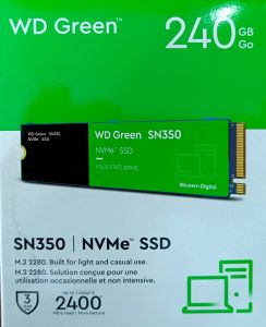 Western Digital WD Green SN350 NVMe SSD 240GB, Upto 2400MB/s, 3 Y Warranty, PCIe Gen 3 NVMe M.2 (2280), Internal Solid State Drive (SSD) (WDS240G2G0C)	