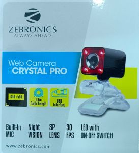 Zebronics Zeb-Crystal Pro Web Camera with USB Powered,3P Lens,Night Vision and Built-in Mic(RED)